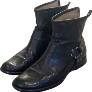 Black Leather FRYE Moto Harness Boots